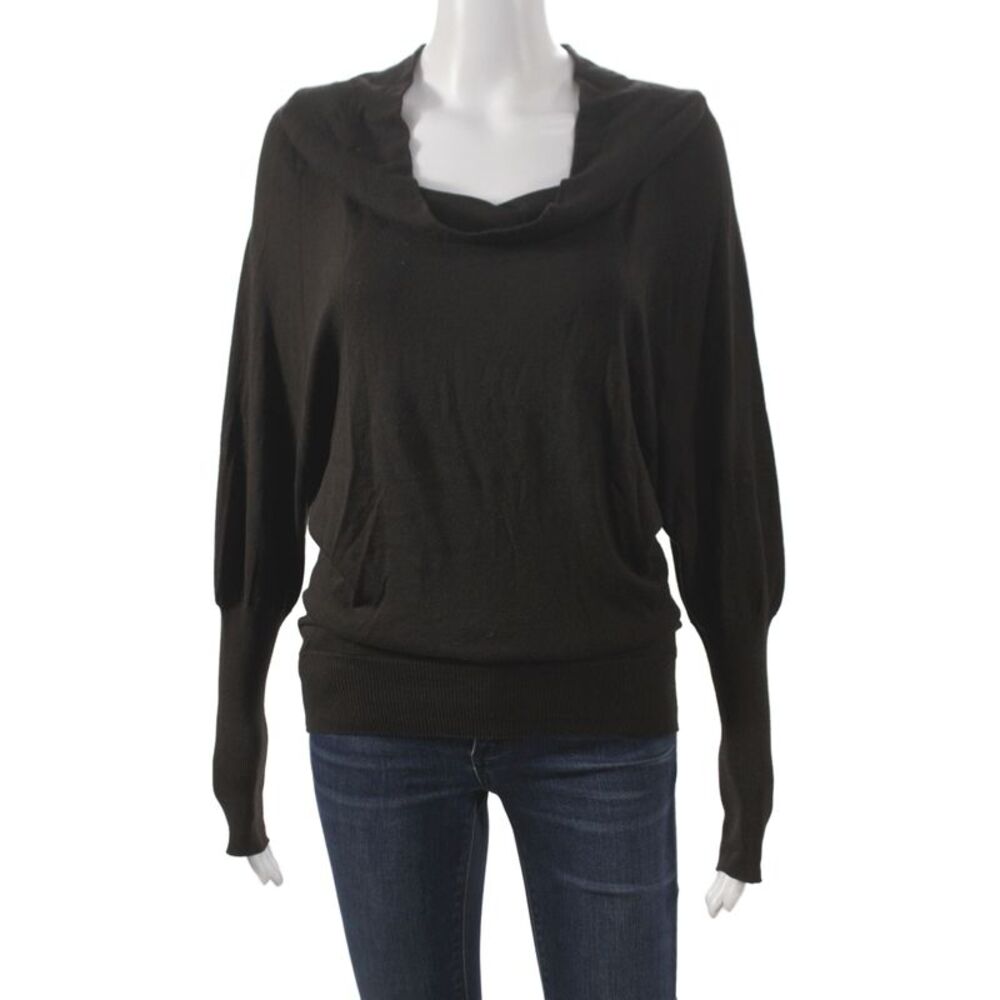 Les Copains Women Pullover Cowl Neck Long Sleeve Black Viscose Size S